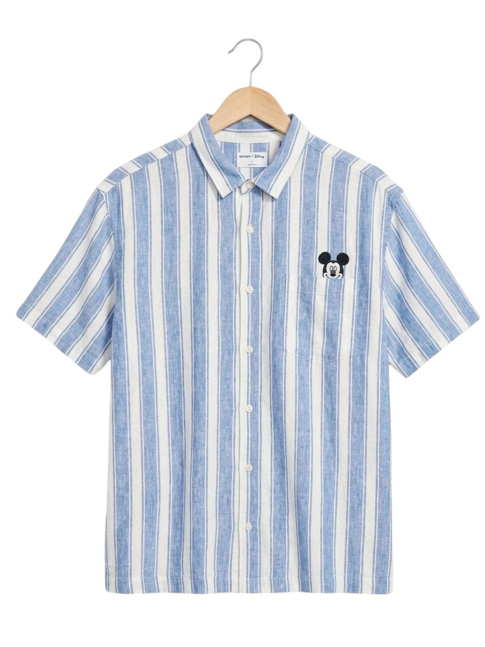Disney X Old Navy Mickey Mouse Linen Blend Men’s striped Button Up Shirt large